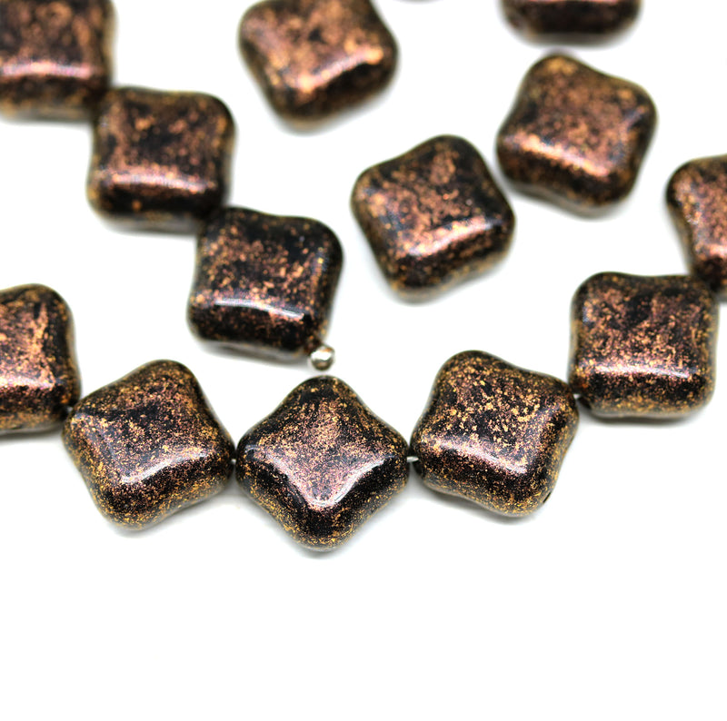 12mm Black copper wash Rhombus shape beads, 15pc