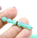 6mm Opal seafoam green Czech glass beads fire polished 