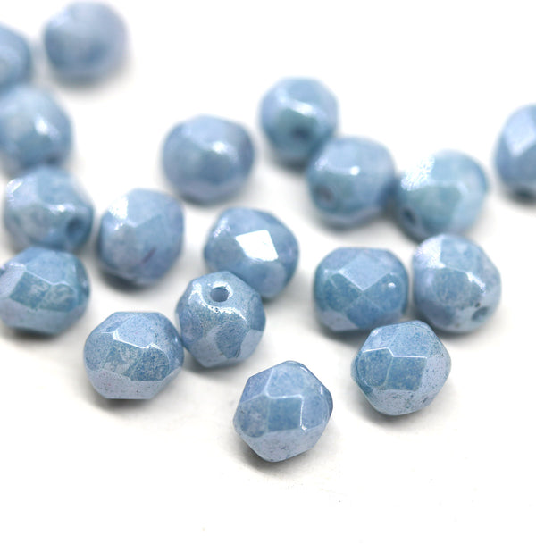 6mm Pale blue Czech glass beads fire polished 20pc