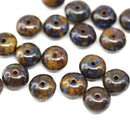 5x8mm Dark brown beige Czech glass beads rondels, 20Pc