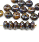 5x8mm Dark brown beige Czech glass beads rondels, 20Pc