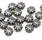 9mm Dark green czech glass daisy beads picasso inlays