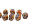 9mm Orange round cut picasso finish baroque nugget beads 8Pc