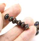 5x8mm Dark brown beige Czech glass beads rondels, 20Pc