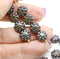 9mm Dark green czech glass daisy beads picasso inlays