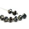 9mm Black round cut baroque nugget beads picasso finish 8Pc
