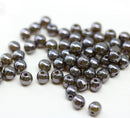 4mm Dark brown czech glass beads round druk spacers, 8gr