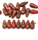 6x13mm Mixed red long teardrop czech glass beads, 15pc