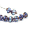 9mm Blue round cut baroque nugget beads copper luster 8Pc