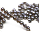 4mm Dark brown czech glass beads round druk spacers, 8gr