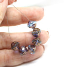 9mm Blue round cut baroque nugget beads copper luster 8Pc
