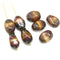 12x9mm Brown picasso  barrel czech glass beads, 8Pc