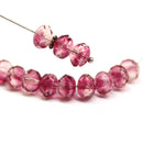 6x9mm Pink Czech glass fire polished beads, 12pc