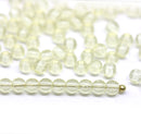 4mm Pale yellow czech glass beads round druk spacers, 8gr
