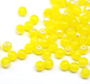 4mm Opal yellow czech glass beads round druk spacers, 8gr