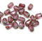 6x4mm Purple rice czech glass fire polished beads picasso ends, 25pc