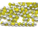 4mm Opal yellow czech glass beads round druk spacers silver coating