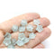10mm Pale green czech glass flower caps, 15pc