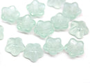 10mm Pale green czech glass flower caps, 15pc