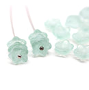 10mm Pale green czech glass flower caps, 15pc