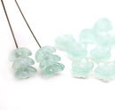 10mm Pale green czech glass flower caps, 15pc