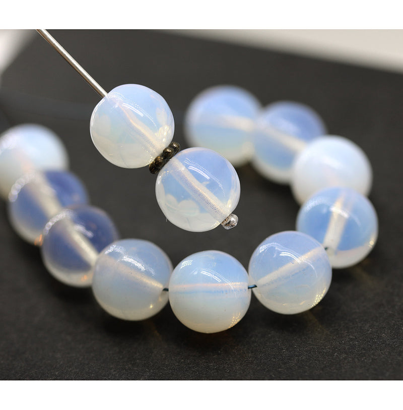 10mm Milky white round czech glass druk beads