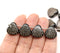 15mm Black shell glass bead silver inlays 8pc