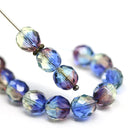8mm Blue purple luster czech glass fire polished beads