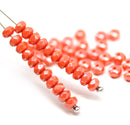 2x3mm Orange rondelle tiny czech glass spacers, 50Pc