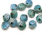 9mm Blue czech glass bicone beads, 1mm hole 15Pc