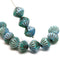 9mm Blue czech glass bicone beads, 1mm hole 15Pc