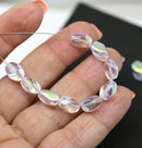 11x7mm Crystal clear czech glass barrel beads, AB finish, 20Pc