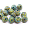 9mm Picasso czech glass bicone beads, 1mm hole 15Pc
