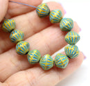 9mm Picasso czech glass bicone beads, 1mm hole 15Pc