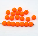 6mm Neon orange czech glass round druk beads spacers, 20pc