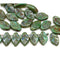 12x7mm Picasso green leaf beads, 30pc