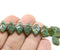 12x7mm Picasso green leaf beads, 30pc
