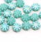 9mm Frosted turquoise finish czech glass flower beads, 20Pc