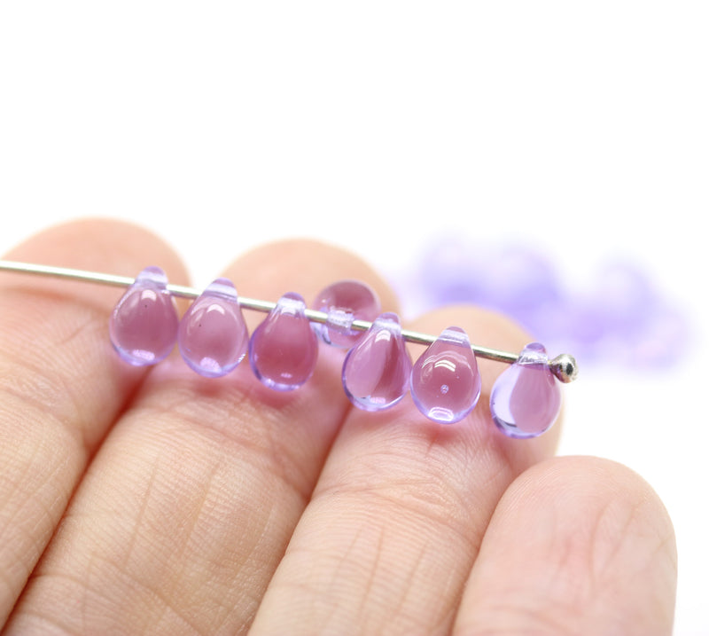 5x7mm Lilac purple teardrops czech glass beads, 20pc – MayaHoney beads