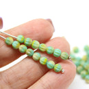 4mm Mixed green melon shape glass beads, 50pc