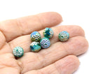 8mm Blue green cathedral beads mirror AB finish 8pc