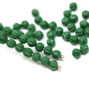 4mm Dark green melon shape glass beads, 50pc