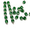 6x4mm Dark green rice beads silver ends czech glass fire polished, 25pc