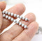 4mm White cathedral czech glass beads gray silver ends 50Pc