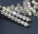 4mm Crystal clear gold wash melon shape glass beads, 50pc