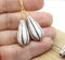 22x11mm Rustic white pear shape teardrop czech glass beads, 2pc