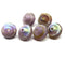 8x10mm Frosted violet saucer Czech glass beads UFO shape AB finish - 6Pc