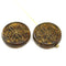19mm Brown picasso coin czech glass beads pair tablet shape 2pc