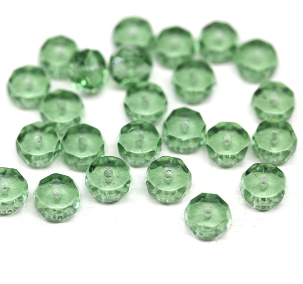6x3mm Antique green rondelle fire polished czech beads - 25pc