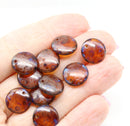 12mm Brown topaz picasso lentil czech glass round beads - 10Pc